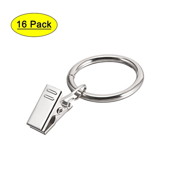 Uxcell 1.4" Inner Dia 3.5mm Thick Curtain Clip Rings Metal Chrome Plated 16 Pack
