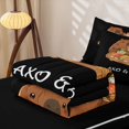 thumbnail image 5 of Manfei Sushi Axolotl Capybara Zipper Twin Comforter Sets with Fitted Sheet and 2 Pillowcases, Japanese Food Animal Zipper Bedding Set, Black Pink, Black Reversible, 4 Pieces, 5 of 7