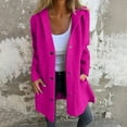 thumbnail image 2 of BODOAO Women's Button Down Hoodie Cardigan Sweaters Single Breasted Jacket Coat Long Coats Long Sleeve Fall Fashion Open Front Knit 2025 Winter Outerwear Coats Hot Pink S, 2 of 6