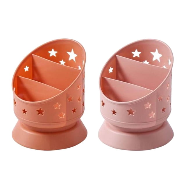 Juego de portalápices Yuyangstore soporte para brochas de maquillaje 3 ranuras Color naranja