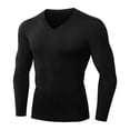 thumbnail image 5 of Male T-shirt Thicken Tight FitnessTraining Sports High-elastic Running T Shirt Tops V-neck Long Sleeve Casual Men Tee, 5 of 6