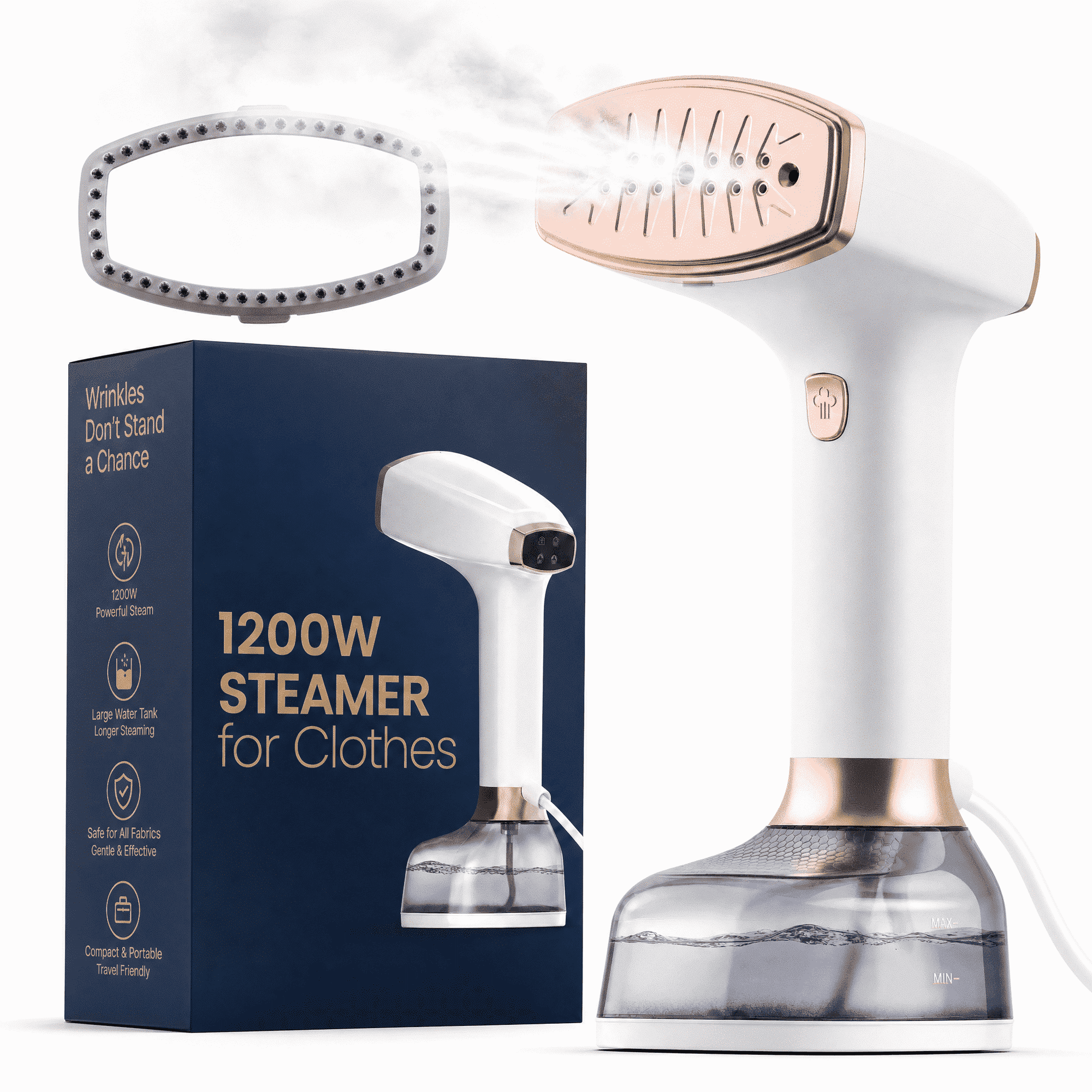 Handheld Garment Steamer, 1200W Portable Clothes Steamer with 370ml Water Tank, 3 Steam Levels for Clothes, Curtains, Travel and Home Use