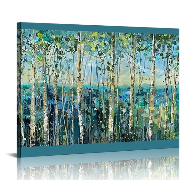 Acheng Large Wall Art Decor Green View White Birch Forest Canvas Painting Nature Plant Picture Wildlife Trees Landscape Artwork Home Living Room Bedroom Office Wall Decoration Wall Art picture 1
