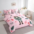 thumbnail image 3 of Manfei Christmas Nutcraker Soldier 7 Pieces Bedding Comforter Set,Merry Xmas Full Bedding Set,Red Berry Green Leaves Fitted Sheet Flat Sheet For Teens,Ultra Soft Home Decor Reversible, 3 of 8