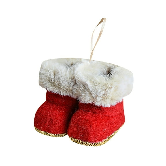 Christmas Tree Pendant Ornaments Plush Winter Boots Shaped Design Hanging Ornaments for Christmas Decorations Party Decor-B
