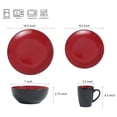 thumbnail image 3 of Bestone 16 Piece Dinnerware Set, Stoneware, Chip Resistant, Dinnerware Sets, Plates and Bowls Sets Dishes, Bowls, Service for 4, Red and Black, 3 of 5