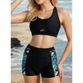 thumbnail image 3 of ZQGJB Women's 3 Piece Rash Guard Zip Up UPF 50+ Swim Shirt Built in Bra Retro Floral Print Long Sleeve Swimsuits Swim Skirt with Bikini Brief(Black,XXL), 3 of 5