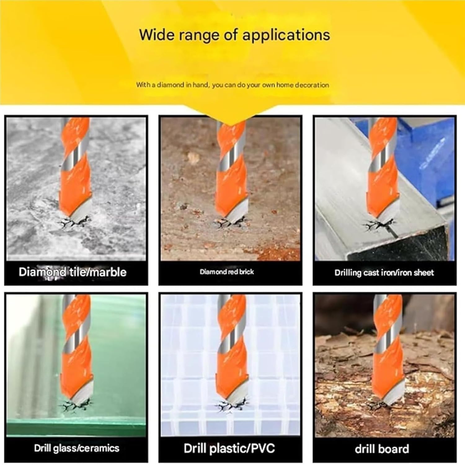 Kotkka Drill Bits Set, Four Blade Serrated Eccentric Twist Bits with U Type Slot, High-Strength Carbide Tip for Wood, Concrete, Brick, Glass, Tile, Metal, 3–16mm Multi-Material Drilling