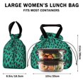 thumbnail image 5 of Green and Black Of Leopard Print Drawstring Lunch Bag Women - Drawstring Lunch Bag Insulated for Work Office - Stain-Resistant Large Lunchbags for Women with Multi-Pockets, 5 of 6
