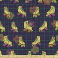thumbnail image 2 of Ambesonne Retro Fabric by the Yard Upholstery, Vintage Roller Skates Hippie, 10 Yards, Dark Purple and Mustard, 2 of 5