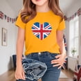thumbnail image 5 of Bxsruta Girls T Shirts, Summer and Spring British National Flag Printed Fashion Children's Round Neck Short Sleeve School Blouse Printed T-shirt Shirt, Yellow 3 Years, 5 of 5