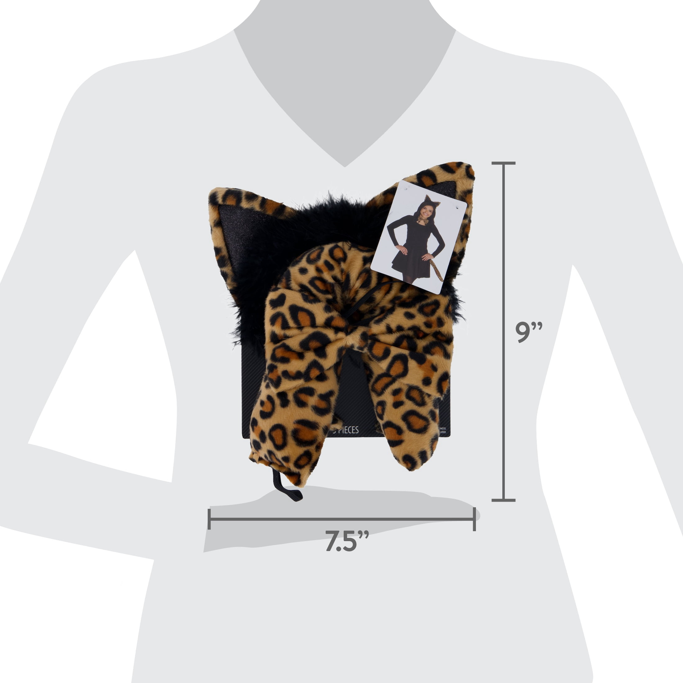 Leopard Costume Accessory Kit for Adults, Multicolor, 3 Pieces, Halloween by Way To Celebrate