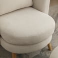 thumbnail image 7 of 30.7" Accent Chair with Ottoman, Modern Upholstered Armchair with Footrest, Wooden Leg and Throw Pillow, Comfy Wingback Single Sofa Set for Living Room,  Bedroom, Dorm Room, Office, Beige, 7 of 7