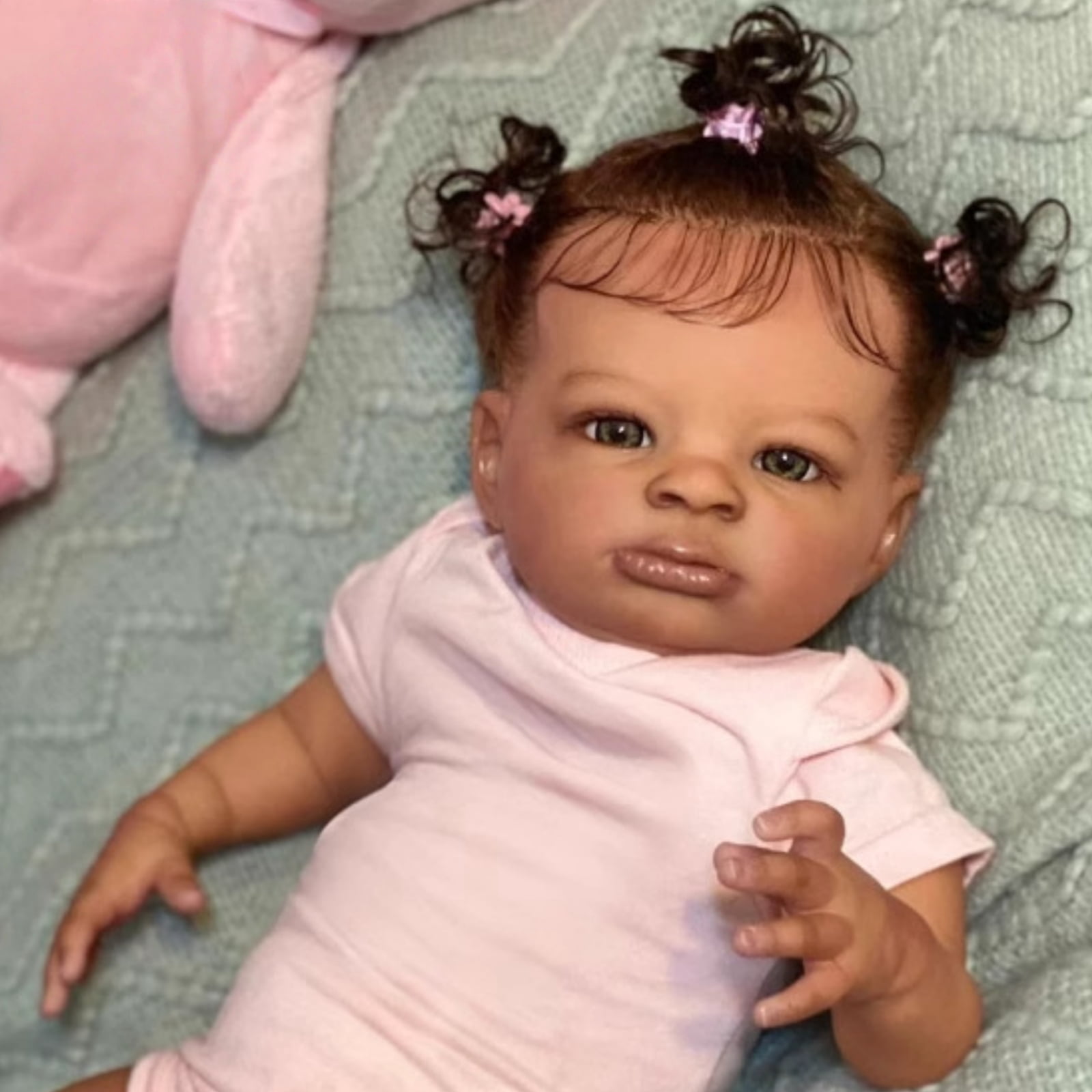 20 Inch Lifelike Black Reborn Baby Doll - African American Soft Cloth Body Doll - Realistic Handmade Art Doll Toy - Gift for Kids Ages 3+