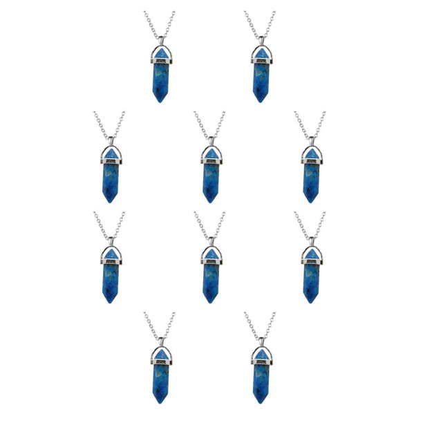 Sonducket Abalorio de columna hexagonal, colgantes colgantes de aniversario, amuletos de cristal para manualidades, collar, cadena, pendiente, Azul 10piezas