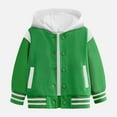 thumbnail image 2 of Qopobobo Boys Winter Jacket Girls Coats and Jackets Boys Spring Fall Long Sleeve Color Block Baseball Jacket Hooded Outerwear Comfortable Top Coat Outwear Size for 11-12 Years,Green, 2 of 5