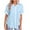 Sky Blue, variant on Fesfesfes Women's Summer Blouses Fashion Loose Short Sleeve Collared V-neckline Tops with Buttons Curved Hemline Linen Tunic T-Shirt(Blue,2XL)