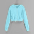 thumbnail image 2 of Charmgo Womens Zip Up Hoodies, Women Hooded Sweatshirt Tops Zipper Coat with Pocket Long Sleeve Cropped Jacket Women Crop Jackets for Women Blue XXL, 2 of 4
