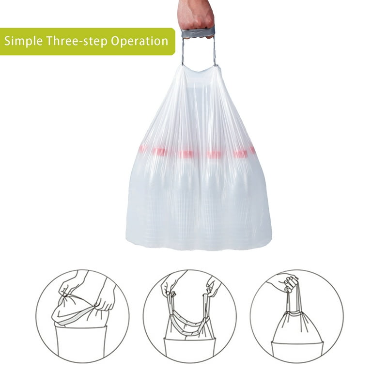 Code J 200 Count Drawstring Trash Bags Compatible with simplehuman Code J |  1.2 Mil White Garbage Can Liners 10-10.5 Gallon / 38-40 Liter Heavy Duty