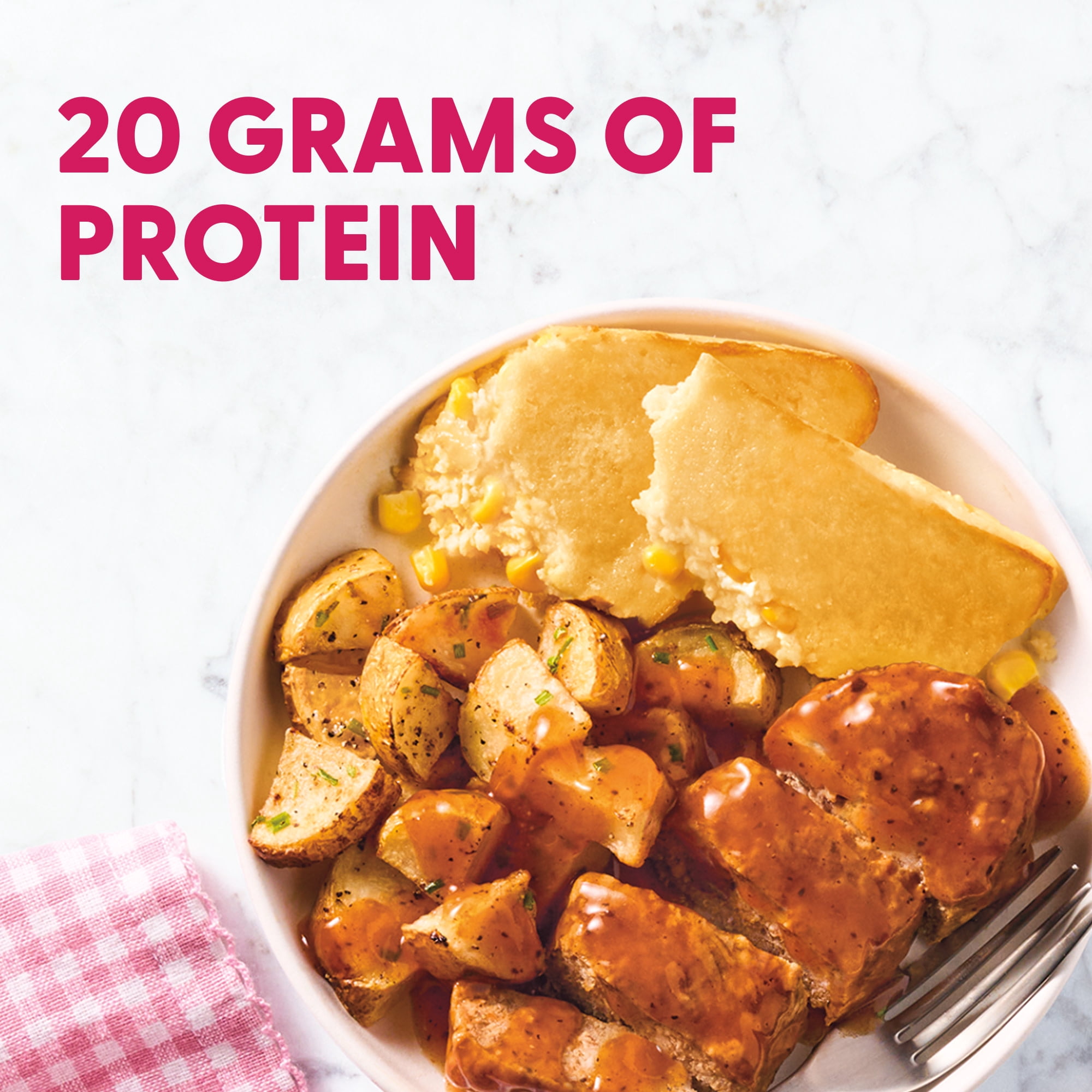 Dolly Parton's Homestyle Meatloaf with Roasted Potatoes and Creamy Cornbread Casserole, 20g Protein, Frozen Meal, 12.5 oz.