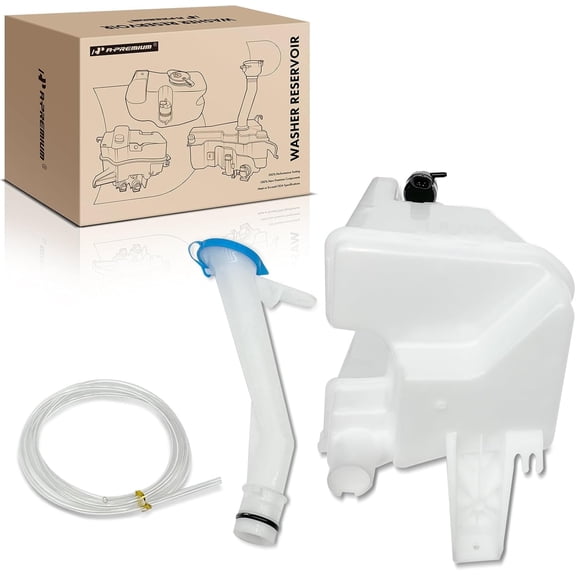 A-Premium Windshield Washer Reservoir Compatible with Select Nissan Models - Sentra 2016 2017 2018 2019, with (Washer Pump/Filler Neck/Cap/Hose/Bracket)