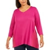 JM Collection Women's Plus Size Studded Mixed-Media Top Pink Size 3 Extra Large