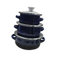 thumbnail image 3 of HLONK 3 Pieces Enamel Mini Pot Set Kitchen Food Pot Home Accessories Deep Gifts Kitchen Cookware Enamel Cookware Set Home black, 3 of 8
