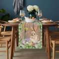 thumbnail image 2 of Happy Easter Bunny Table Runner - 108 Inch Long, Kitchen Dining Table Runner Dresser Scarves, Spring Floral Wooden Sage Green Plaid Farmhouse Decor for Coffee Tables Wedding Party Banquet, 2 of 8