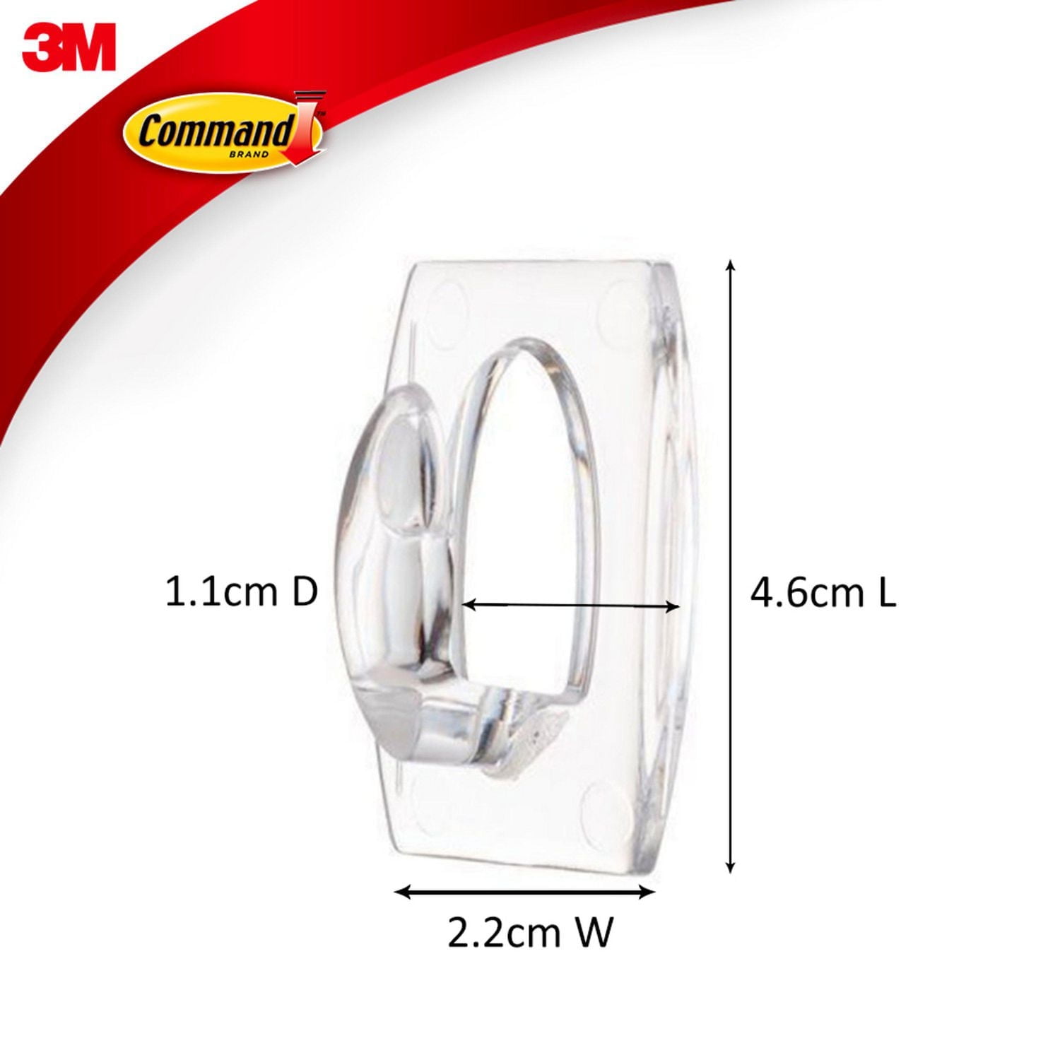 Mini-crochets Command(MC) 17006CLR-C, Transparent, Petit, 6 Crochets/8 Bandes/Paquet Crochet Command(MC)17006CLR-C