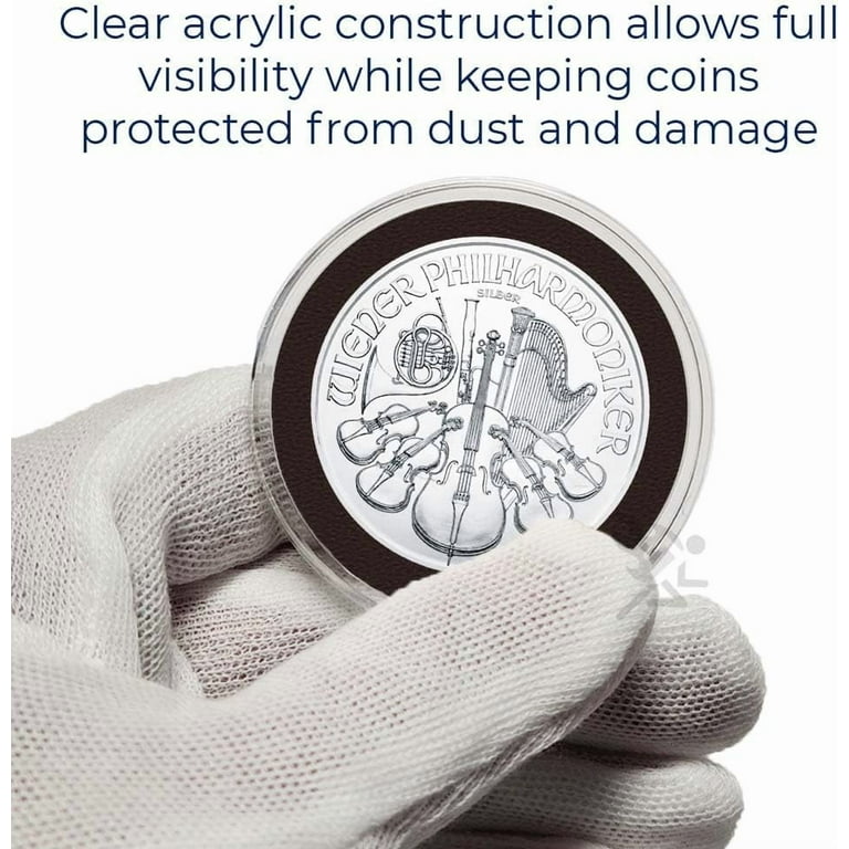 Custodie Monete Argento Set Di 60 Capsule Portamonete 39 Mm - Per Monete Da 1 Oncia In Argento O Rame, Direct Fit Capsule Protezione Monete Metallo - Foto 5