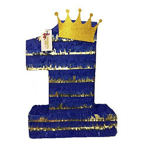 APINATA4U 20'' Tall  Royal Blue & Gold Prince Theme Number One Pinata