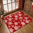 thumbnail image 2 of BERTHMEER 2'x3' Christmas Small Area Rugs Indoor Doormat Kitchen Bathroom Living Room Entryway Laundry Room Red White Snowflake Washable Rugs Non-slip Holiday Throw Rugs, 2 of 5