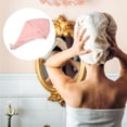 thumbnail image 7 of Hair Drying Towel Dry Cap Cloud Grid Shape Lightweight for After Bath Drying Hair Coral Fleece Pink, 7 of 7
