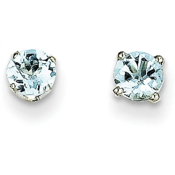Primal Gold 14 Karat White Gold 4mm Aquamarine Stud Earrings