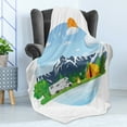 thumbnail image 4 of Camper Soft Flannel Fleece Throw Blanket, Forest Camping Illustration with Mountains Summertime Activities Weekend Holiday, Cozy Plush for Indoor and Outdoor Use, 50" x 70", Multicolor, by Ambesonne, 4 of 5