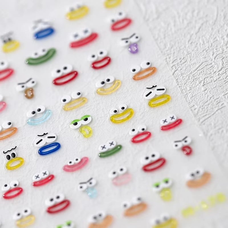 1Pcs Big Mouth Monster Jelly Series Nail Stickers High Quality Kawaii Design Sticker Cute Nail Art Decoration Decals Accessories