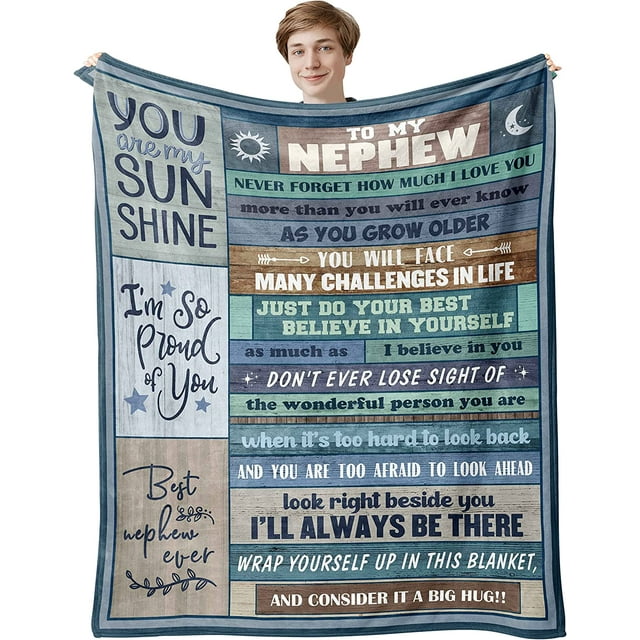 LHSHID Nephew Gifts from Auntie Blanket Nephew Gifts to My Nephew Encouragement Gifts Best Nephew Ever Gift from Uncle Funny Graduation/Birthday for Nephews Throw Blankets 30"x40"