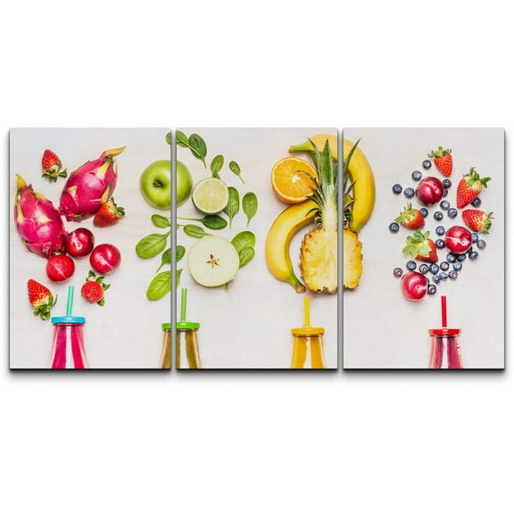 wall26 Canvas Print Wall Art Set Dragon Fruit, Pineapple & Berry Drinks Fruit Food Photography Realism Rustic Landscape Colorful Multicolor Ultra for Living Room, Bedroom, Office - 24"x36&qu