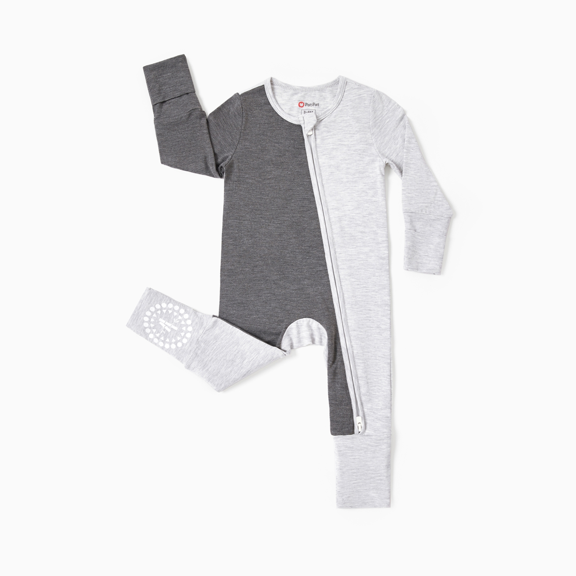 PatPat Viscose from Bamboo Baby Boy / Girl Color Block 2 Way Zipper Anti Slip Long Sleeve Rompers