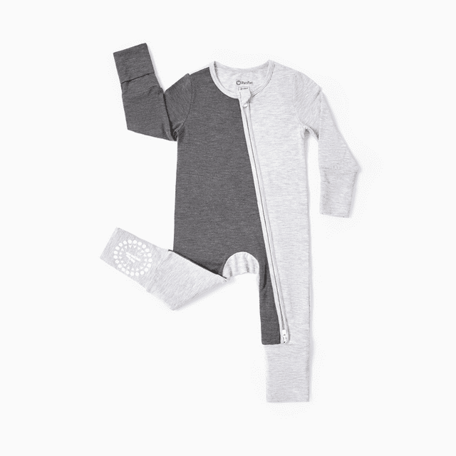 PatPat Viscose from Bamboo Baby Boy / Girl Color Block 2 Way Zipper Anti Slip Long Sleeve Rompers