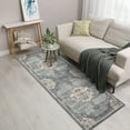thumbnail image 4 of Garvee 2'x6' Runner Rug Vintage Area Rug, Machine Washable Rugs Indoor Boho Rug Non Slip Soft Carpet for Hallway Living Room Entryway Bedroom, Gray & Blue, 4 of 9