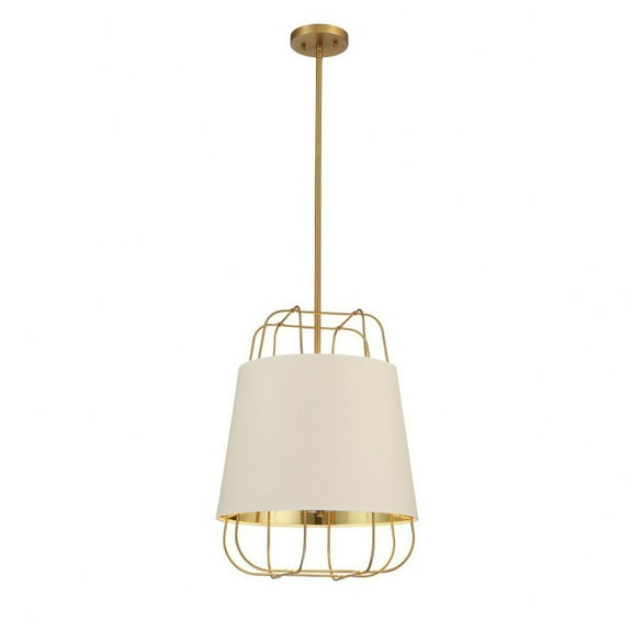 38143-014-Eurofase Lighting-Tura - 3 Light Pendant Brass Finish with White/Gold Shade