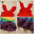 thumbnail image 5 of IDOPIP Toddler Little Girls Rainbow Twirly Skater Dress Princess Flutter Sleeve Beach Tutu Sundress, 5 of 8