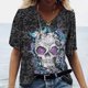 thumbnail image 1 of Camiseta Vintage con estampado 3D de calavera para mujer, blusas con cuello en V, Jersey informal de manga corta, Tops de gran tamaño, ropa Harajuku, camisetas de verano, 1 of 4