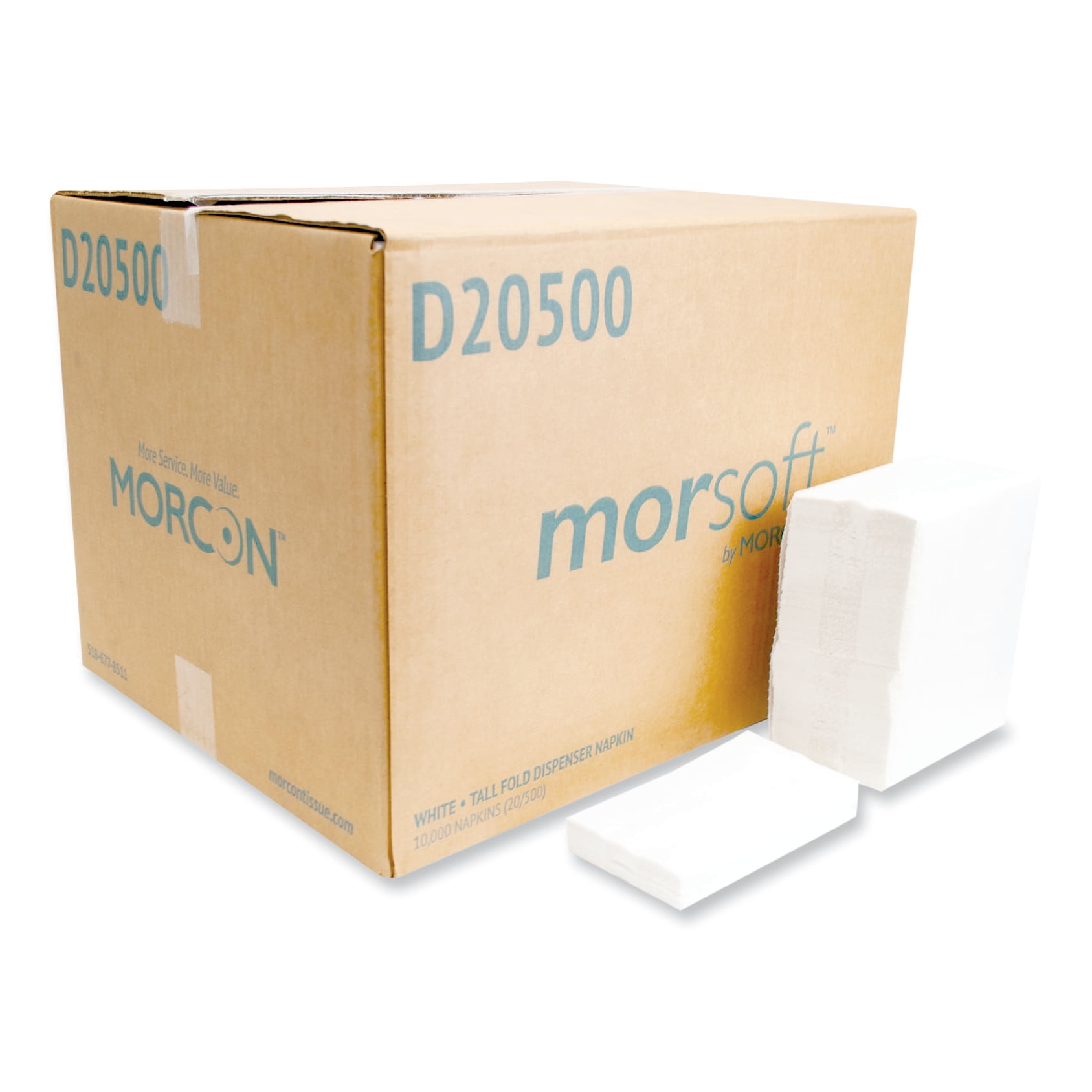 Morcon Tissue Morsoft Dispenser Napkins, 1-Ply, 6 x 13.5, White, 500 ...