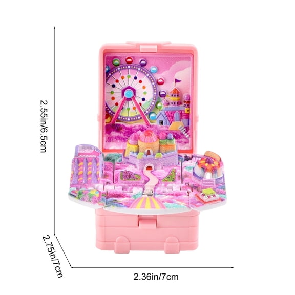 Mini Playground for Kids, Stereoscopic Playground Campus Folding Backpack Keychain Toy for Student Bag Hanging Decor