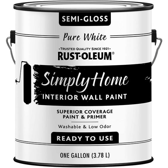 Rust-Oleum 332120-2PK Simply Home Interior Wall Paint, Gallon, Semi-Gloss Pure White