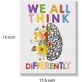 thumbnail image 2 of Therapy Office Poster Canvas Wall Art for Office Home Decor - Neurodiversity We All Think Differently Canvas Print Wall Art Floral Brain Painting Ready to Hang - Easel & Hanging Hook 12x15 Inch, 2 of 5