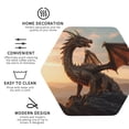 thumbnail image 3 of Honeii Sky Sunset Bronze Dragon print Leather Coaster Set of 4, ideal for safeguarding your furniture from drinks spills and effortless cleanup-Hexagon, 3 of 6