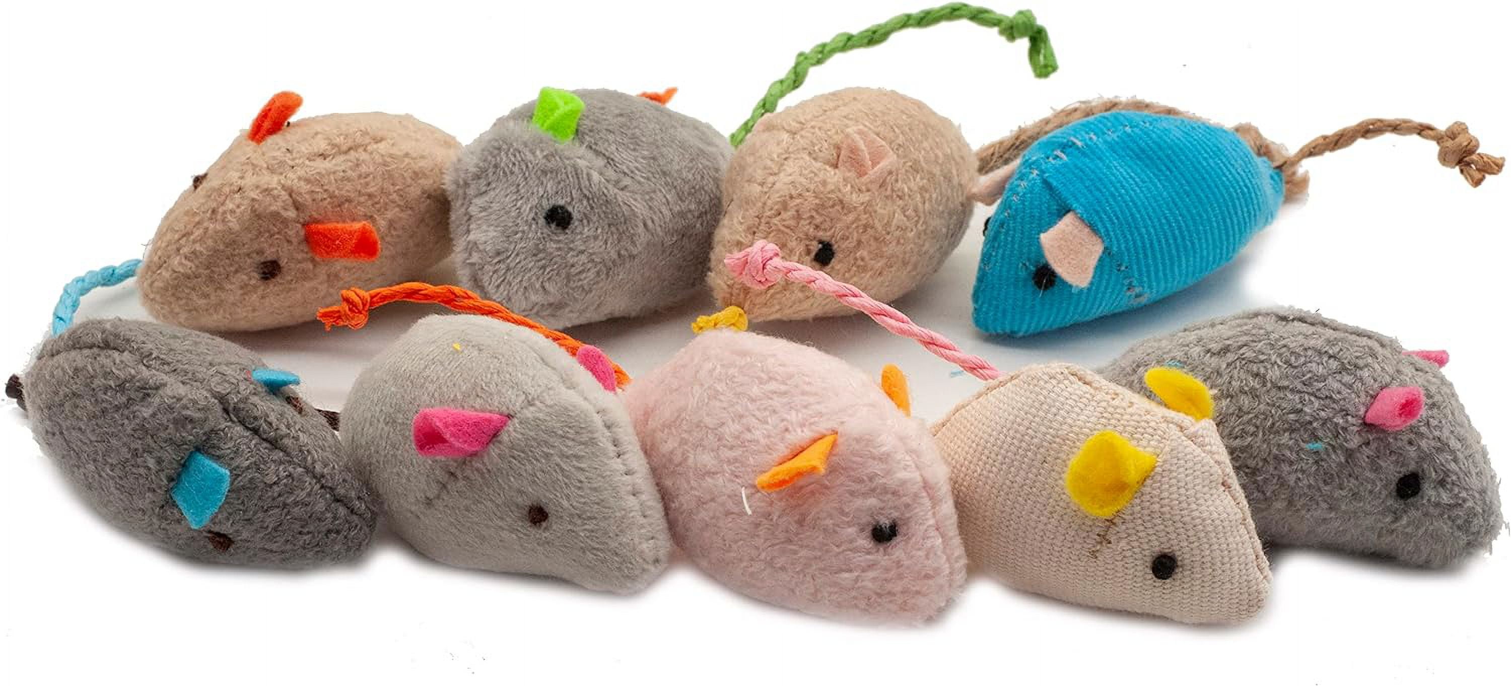 Cat Mice Toy 18-Pack Plush Catnip-Filled Mice Toys for Indoor Cats - Realistic Design, 9 Assorted Colors, 2 of Each, Value Pack